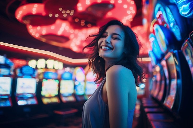 Pengguna membaca syarat bonus di ponsel